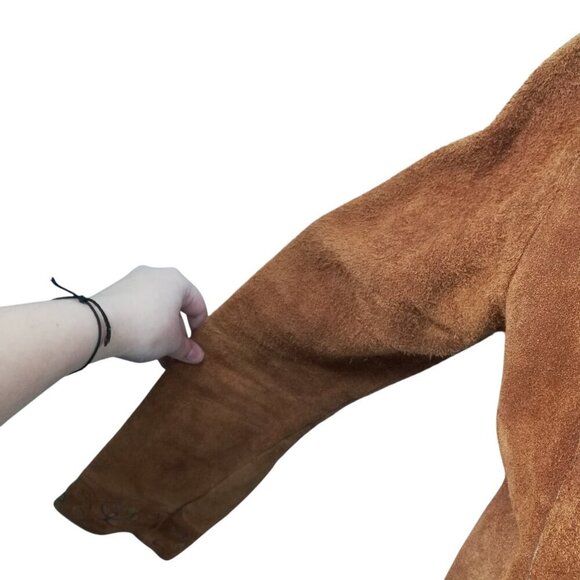 Vintage Suede Embroidered Snap Western Jacket Shirt Size XL Brown Rainbow Collar - Picture 5 of 13